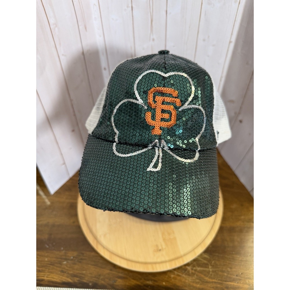 47 Brand SF Giants st Patrick's Sequined clovers adjustable hat osfa New